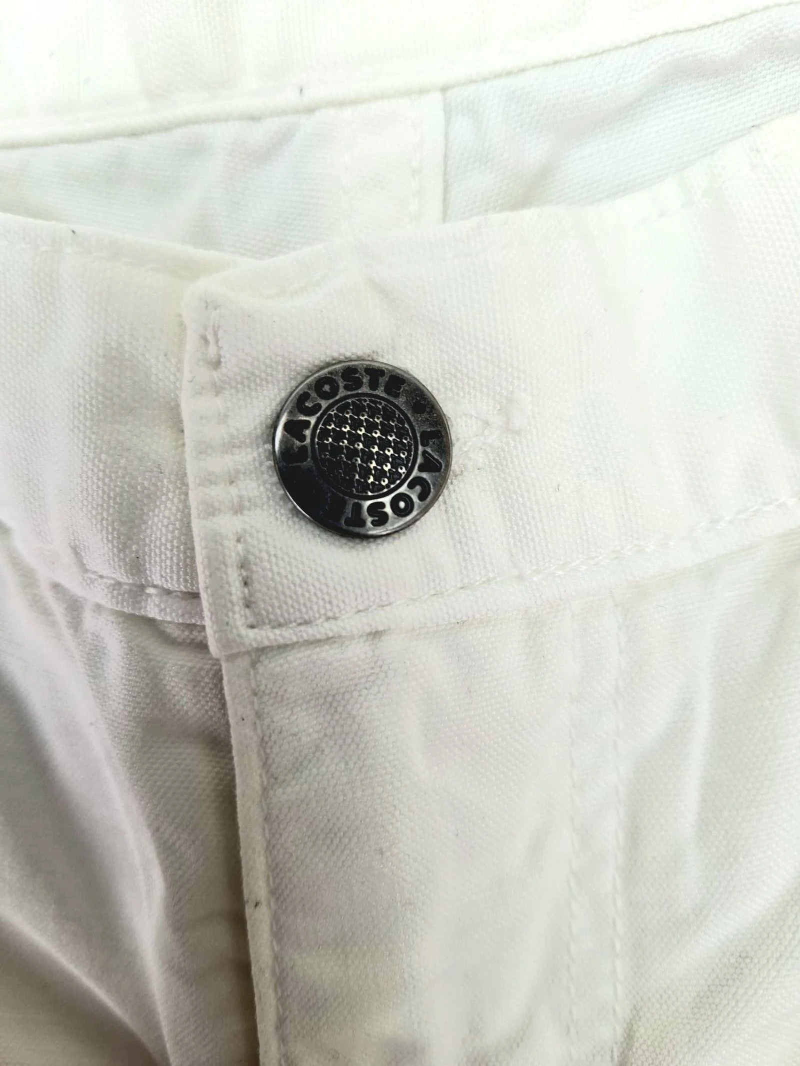 LACOSTE Pantalon vintage en lin et coton blanc des années 80 90 style preppy rétro – photo 3